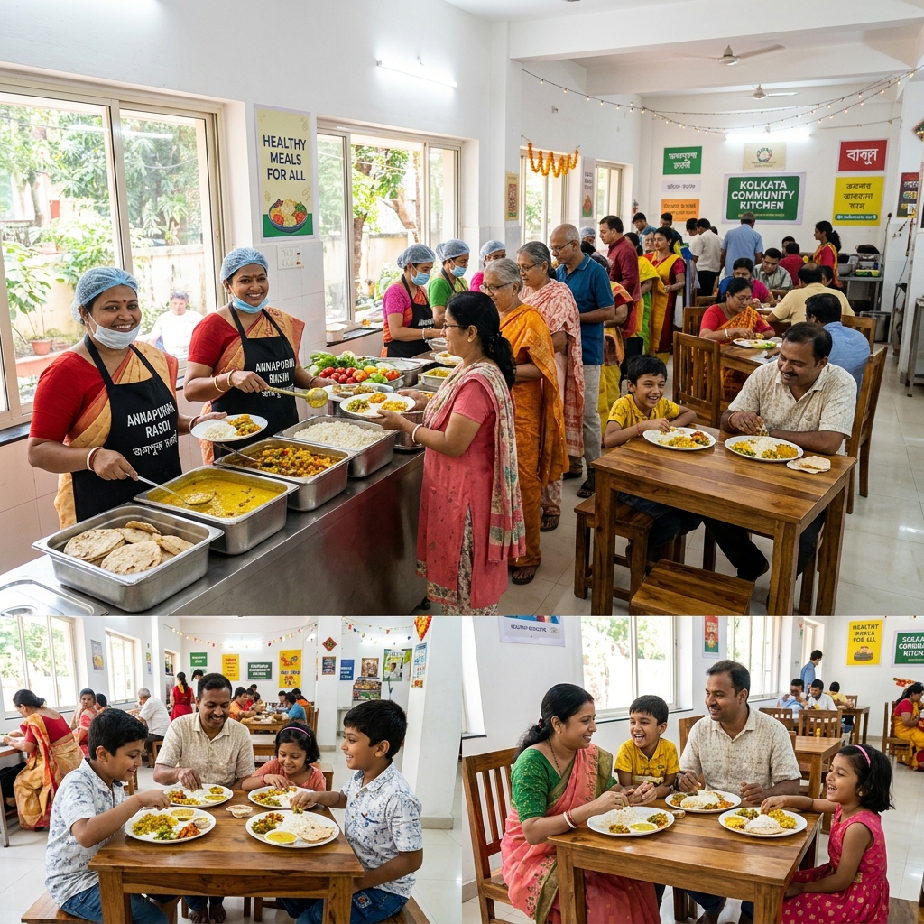 Healthy community meals shared in Kolkata
